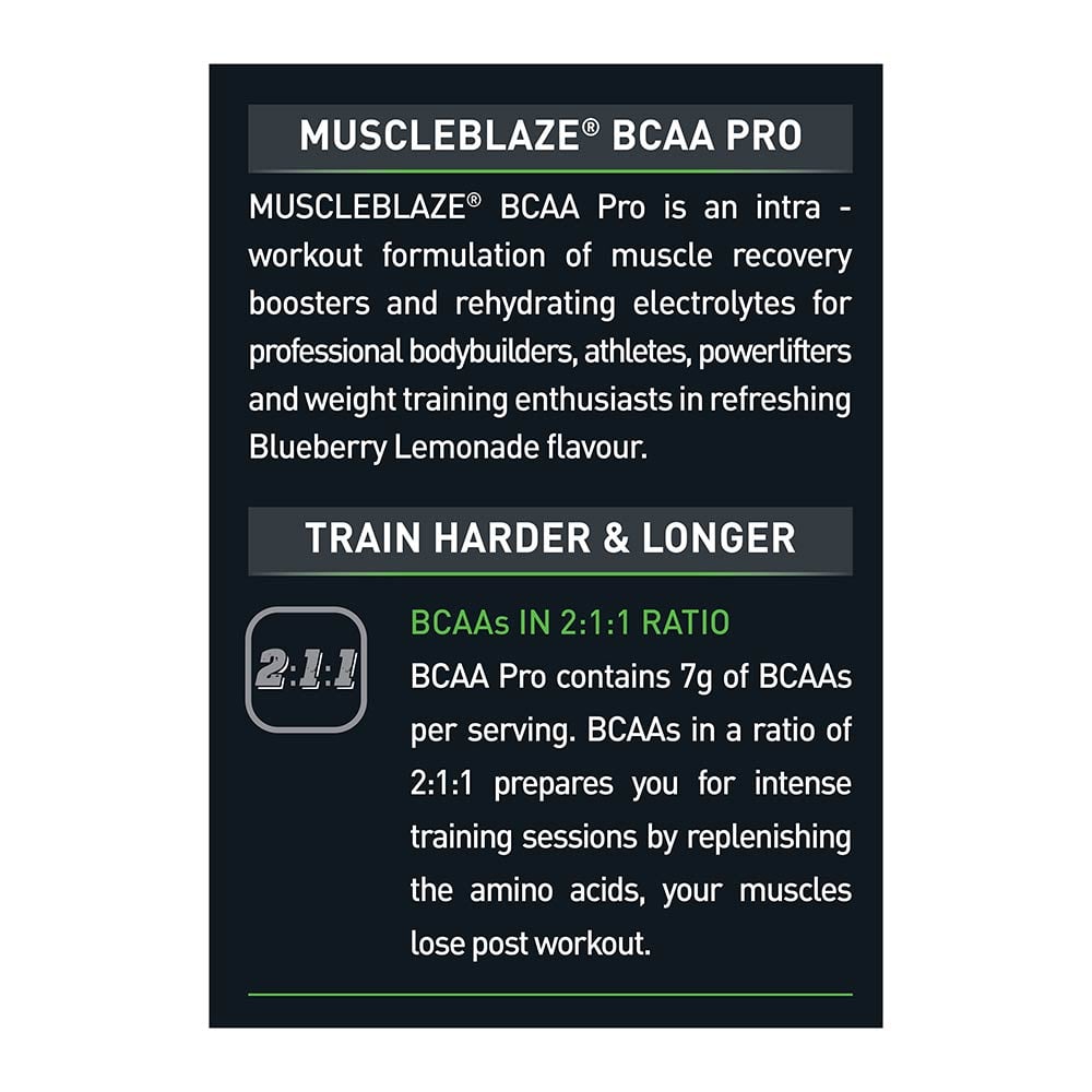8 - MuscleBlaze BCAA Pro, 0.99 lb 30 Servings Blueberry Lemonade