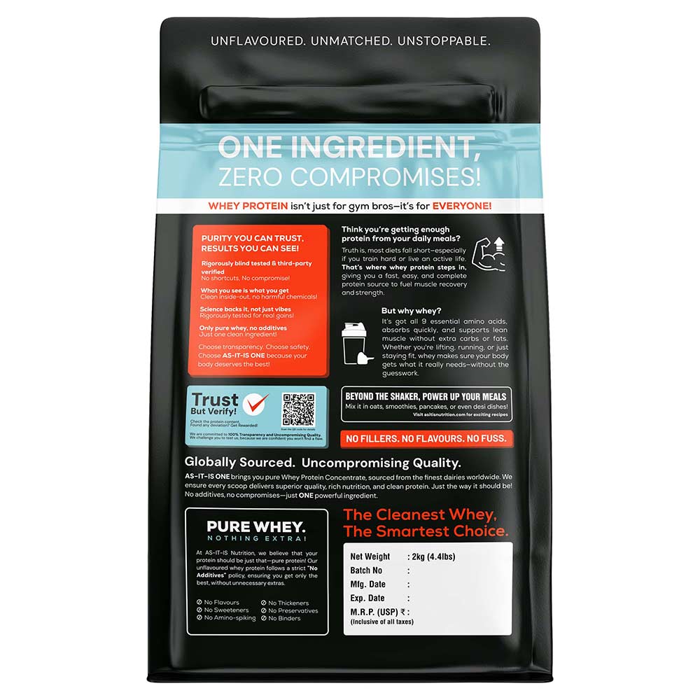 8 - AS-IT-IS Nutrition Whey Protein Concentrate 80%,  4.4 lb  Unflavoured 