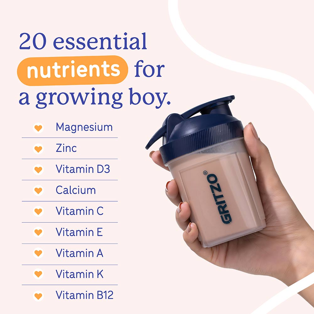 6 - Supermilk Gritzo Overall Growth for Boy 7-12 Yrs Protein & Nutrition Drink Mix,  400 g  Double Chocolate