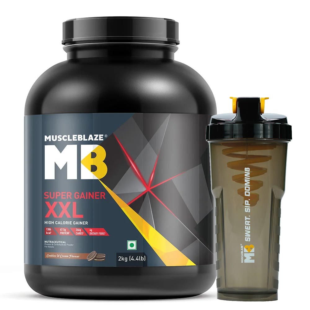 Super Gainer XXL 2 kg Cookies & Cream and Shaker Combo