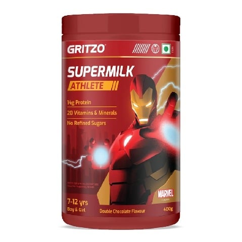 2 - Supermilk Gritzo Athlete for 7-12 Years,  400 g  Double Chocolate (Iron Man) 