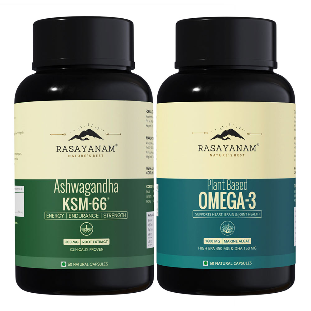 Rasayanam Ashwagandha KSM-66 & Plant Based Omega 3 Combo, 60 capsules-image-8