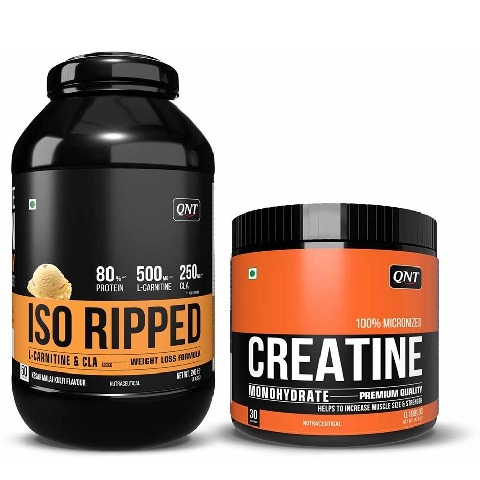QNT ISO Ripped & Creatine Monohydrate Unflavoured 0.198 lb Combo,  4.4 lb  Kesar Malai Kulfi 