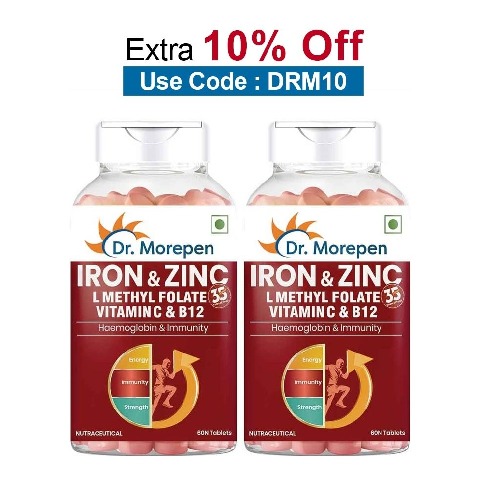 Dr. Morepen Iron & Zinc (Pack of 2),  60 tablet(s) 