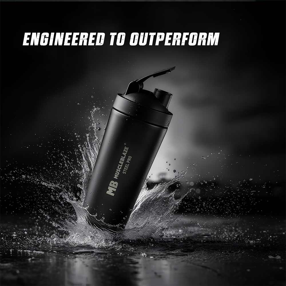 1 - MuscleBlaze Stainless Steel Shaker,  Stealth Black  700 ml