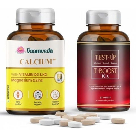 1 - Vaamveda Calcium+ & Test-Up Natural Testo Boost Combo,  60 tablet(s)  Unflavoured 