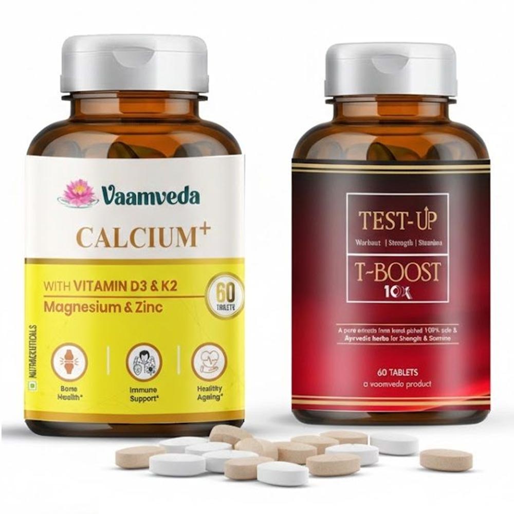 Vaamveda Calcium+ & Test-Up Natural Testo Boost Combo, 60 tablet(s) Unflavoured-image-35