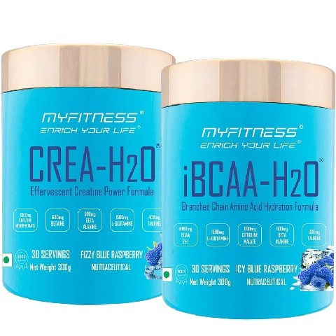 1 - Myfitness By Paradise iBCAA-H2O & CREA-H2O Combo,  0.66 lb  30 Servings  Icy Blue Raspberry & Fizzy Blue Raspberry (with Free Shaker & Wristband) 