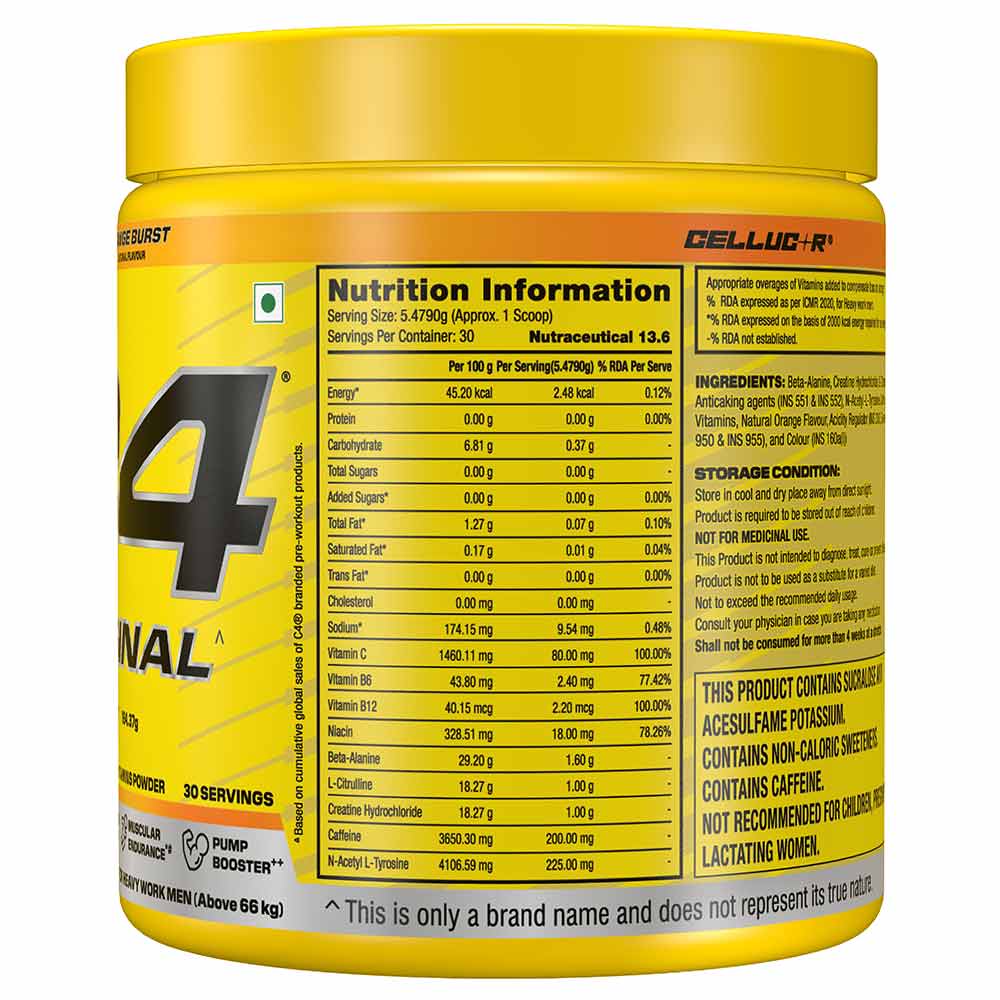 2 - Cellucor C4 Original Pre-Workout,  0.36 lb  Orange Burst 