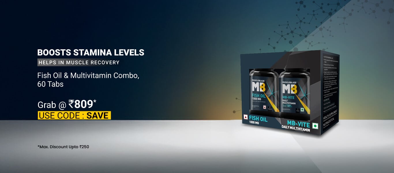 MuscleBlaze Fish Oil 1000mg & MB-Vite Multivitamin Combo 60 tablet(s) @ 809 using code SAVE