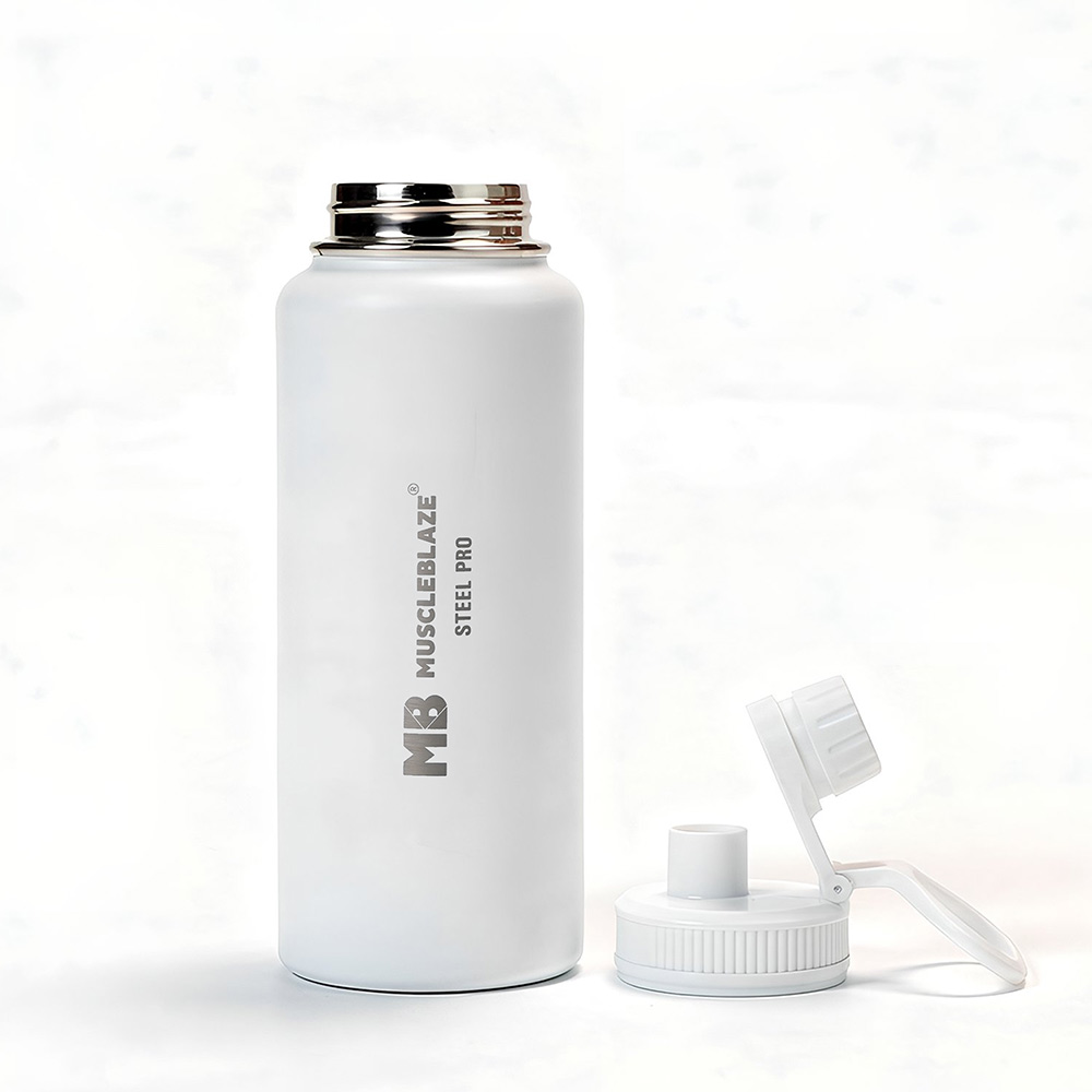 8 - MuscleBlaze Sports Insulated Steel Bottle,  Blizzard White  1 L