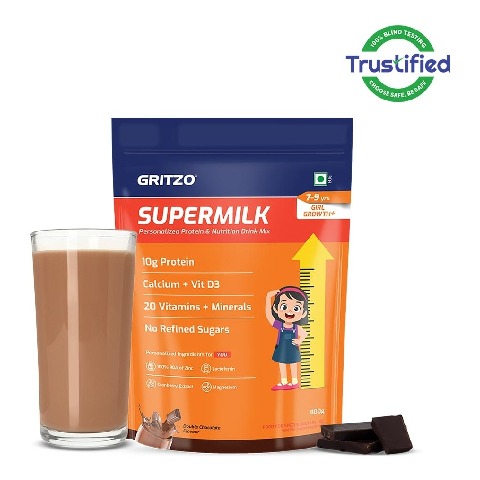 Supermilk Gritzo Growth+ for Girl 7 to 9 years,  800 g  Double Chocolate 