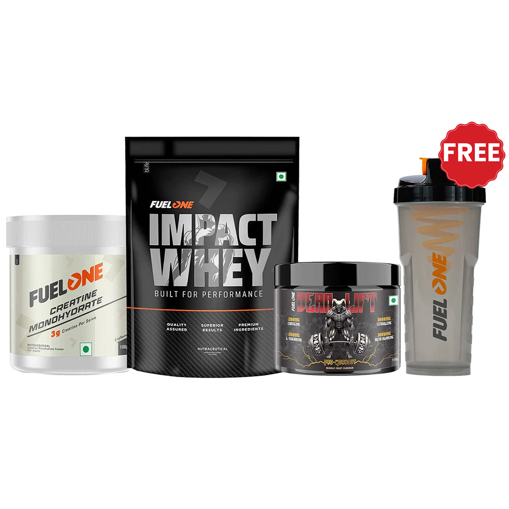 Fuel One Impact Whey Protein 1kg Chocolate & Creatine Monohydrate 100g & Dead-Lift Pre Workout 100g Combo-image-15