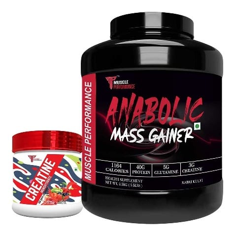 1 - Muscle Performance Anabolic Mass Gainer with Creatine Monohydrate 0.66 lbs Combo, 5.5 lb Rabri Kulfi