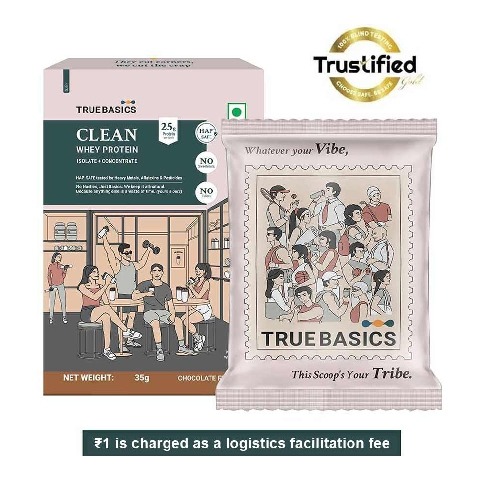 TrueBasics Clean Whey Protein (Isolate + Concentrate), 35 g Chocolate (Sample)