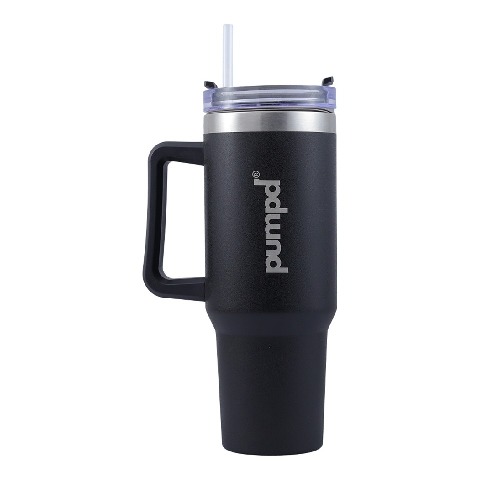 1 - Pumpd Chugger Tumbler with Straw, Cap & Holder,  Black  1.2 L 