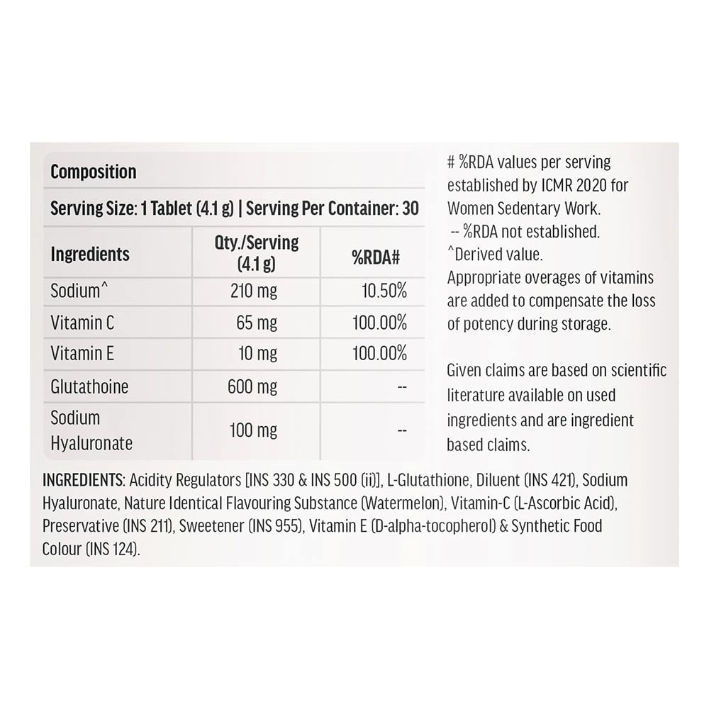 3 - HK Vitals Glutathione Effervescent with Vitamin C,  Watermelon (Pack of 2)  30 tablet(s) 