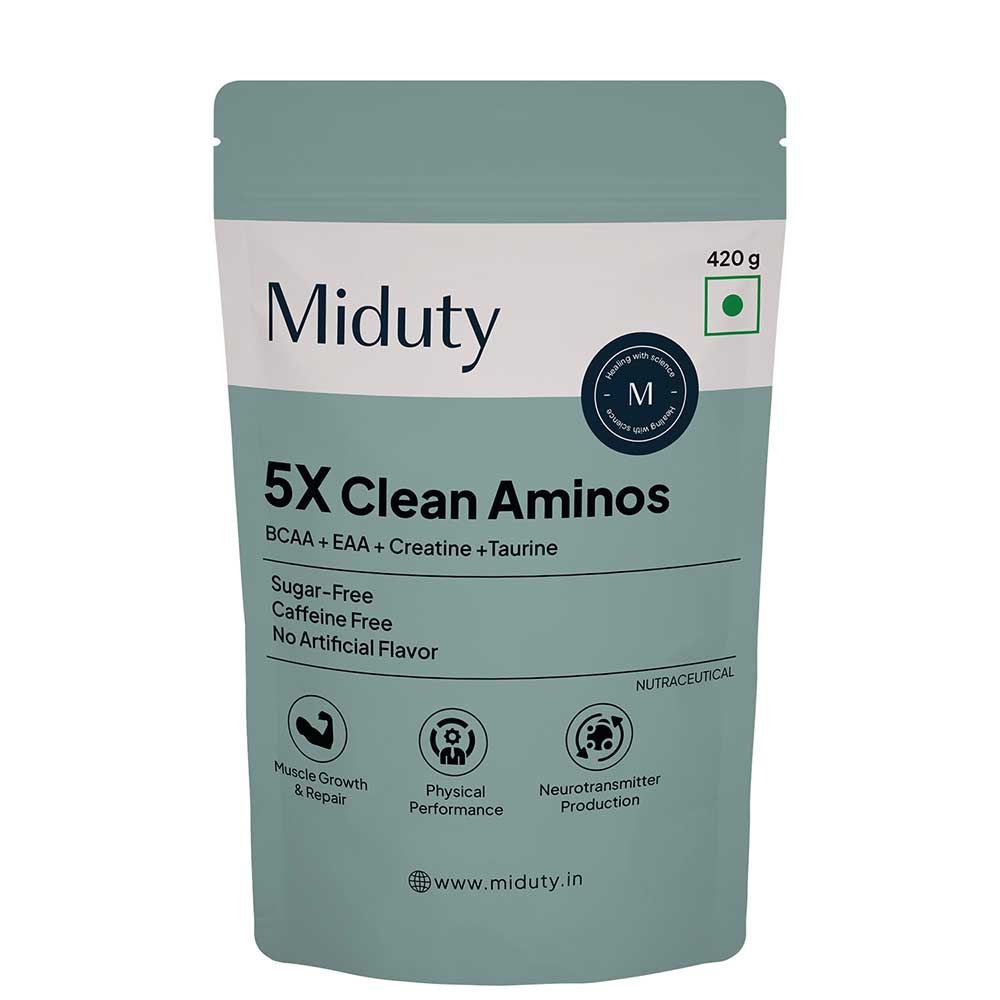 Miduty 5X Clean Aminos BCAA + EAA + Creatine + Taurine, 420 g 30 Servings Unflavoured-picture-14