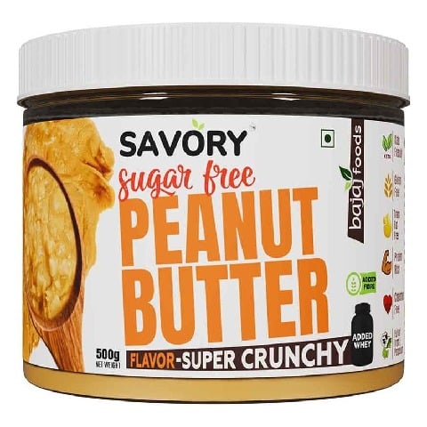1 - Savory Sugar Free Peanut Butter,  500 g  Super Crunchy 