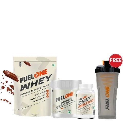 Fuel One Whey Protein 1 kg Chocolate & 100g Creatine Monohydrate & Daily Multivitamin 30 Tabs Combo