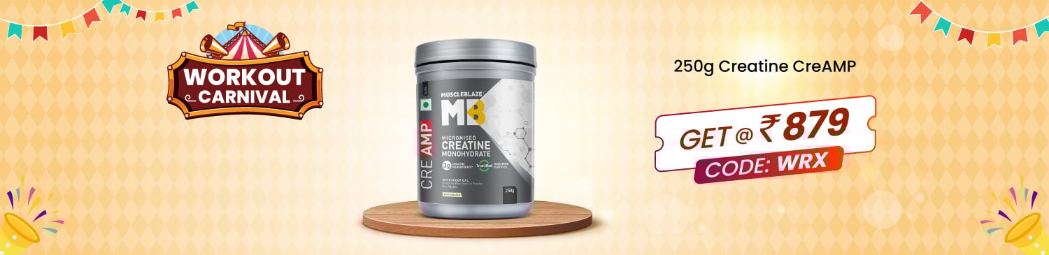 MuscleBlaze Creatine Monohydrate CreAMP, 250 g (0.55 lb), Unflavoured