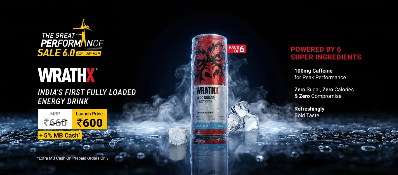 Launch: MuscleBlaze WrathX Energy Drink 335 ml Frostbyte (Pack of 6) @ 600 + 5% MB Cash