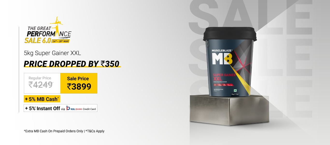 MuscleBlaze Super Gainer XXL Weight Gainer 5 kg Chocolate @ 3899 + 5% MB Cash