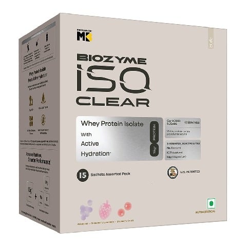 2 - MuscleBlaze Biozyme Clear Whey Isolate, 0.046 lb Strawberry Lemonade Grapevine Cranberry Crush Assorted Pack of 15 (21g*15)