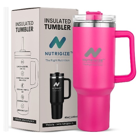 GHC Nutrigize Stainless Steel Tumbler Hot and Cold with Handle,  Dark Pink  1.2 L 