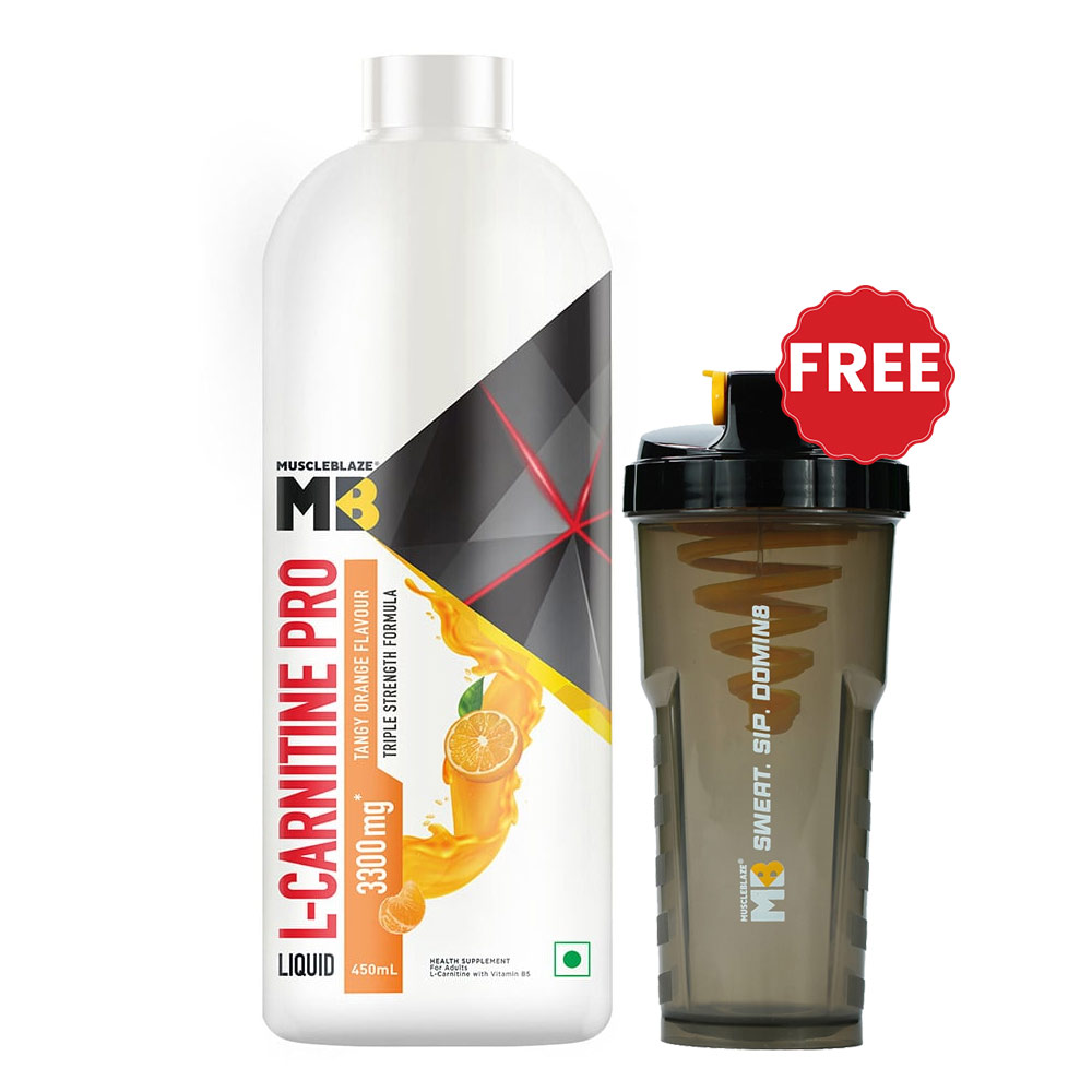 MuscleBlaze Liquid L-Carnitine PRO - 3300mg Triple Strength Formula,  450 ml  Tangy Orange