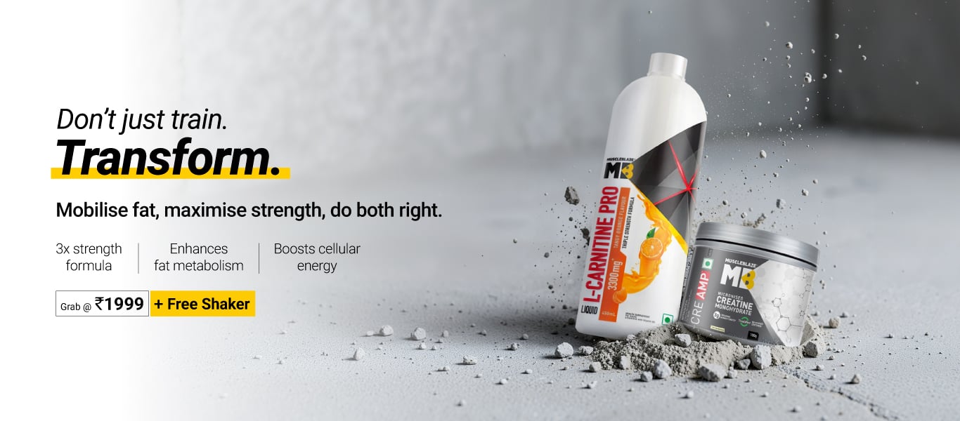 Liquid L-Carnitine PRO 450ml & Creatine CreAMP 100g Combo @ 1999 + Free Shaker