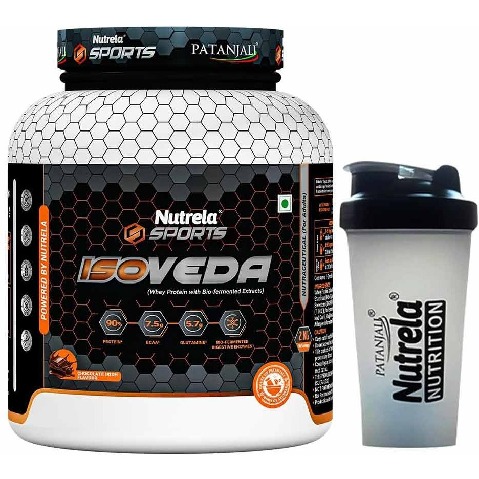1 - Nutrela Sports Patanjali Isoveda Whey Protein Isolate, 4.4 lb Chocolate Irish with Shaker
