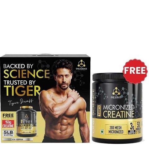One Science 100% Premium Whey Protein, 5 lb Ice Coffee - with Free 150g Creatine