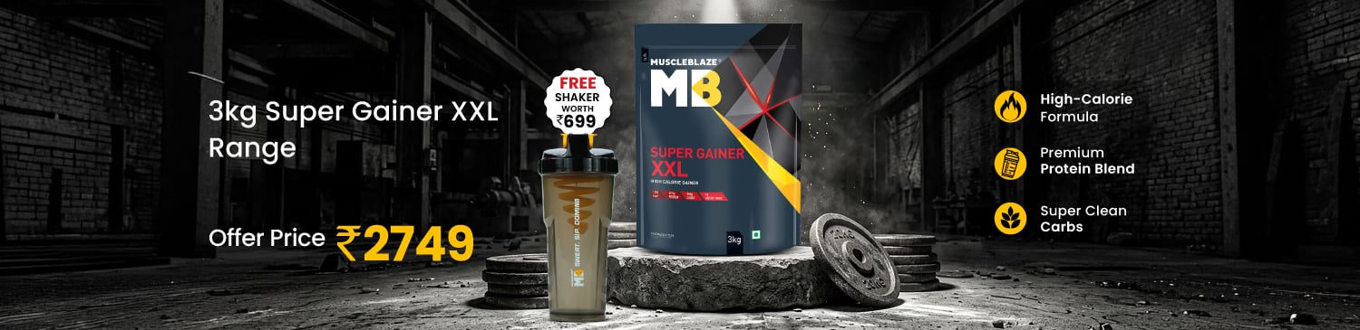 MB Super Gainer XXL 3kg Range | Offer price - 2749 + Free Shaker
