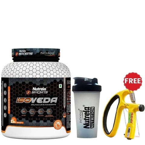 Nutrela Sports Patanjali Isoveda Whey Protein Isolate,  4.4 lb  Malai Kulfi with Shaker 