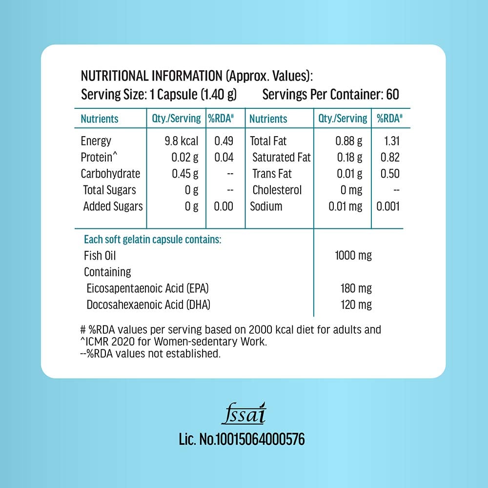 11 - HK Vitals Fish Oil 1000mg with 180mg EPA and 120mg DHA,  60 capsules