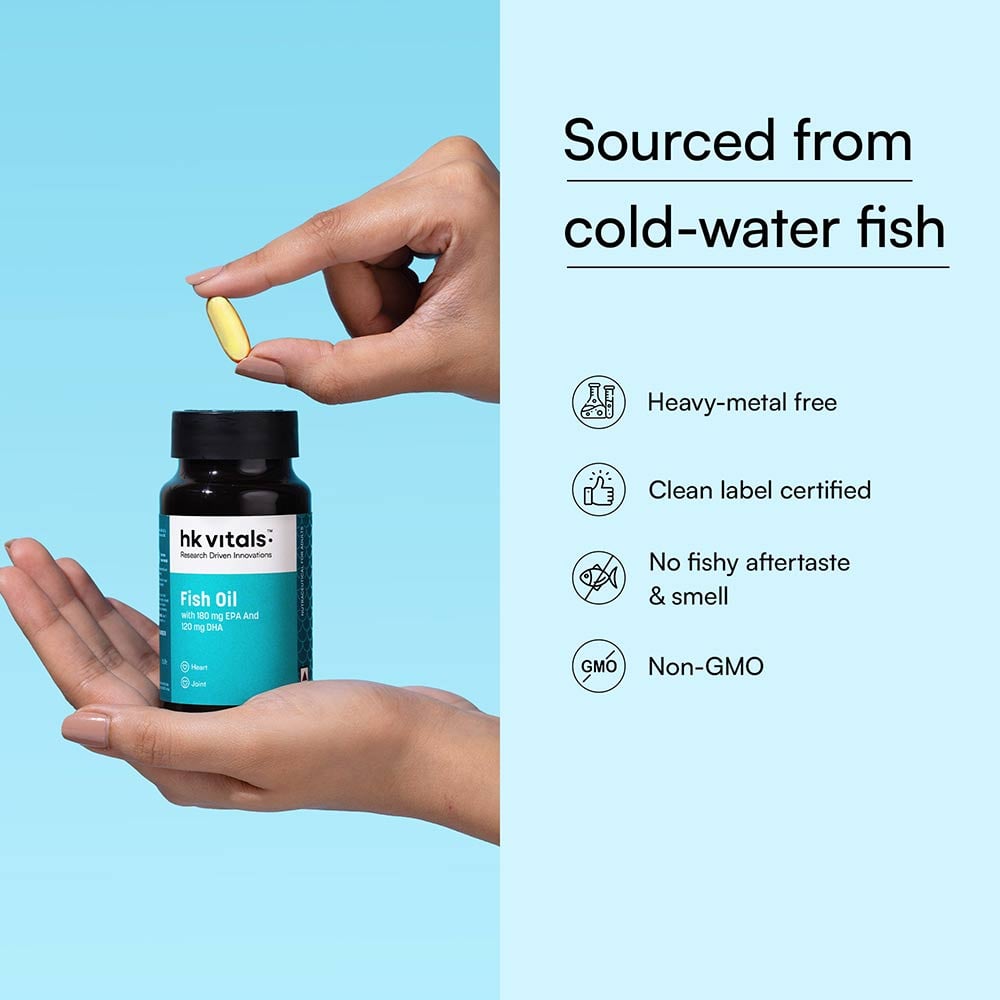 9 - HK Vitals Fish Oil 1000mg with 180mg EPA and 120mg DHA,  90 capsules