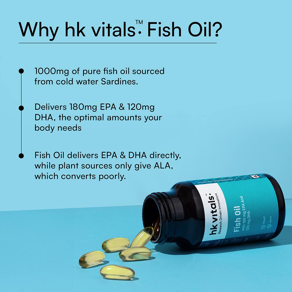 7 - HK Vitals Fish Oil 1000mg with 180mg EPA and 120mg DHA,  30 capsules