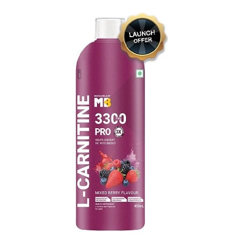 MuscleBlaze Liquid L-Carnitine PRO - 3300mg Triple Strength Formula,  450 ml  Mixed Berry 
