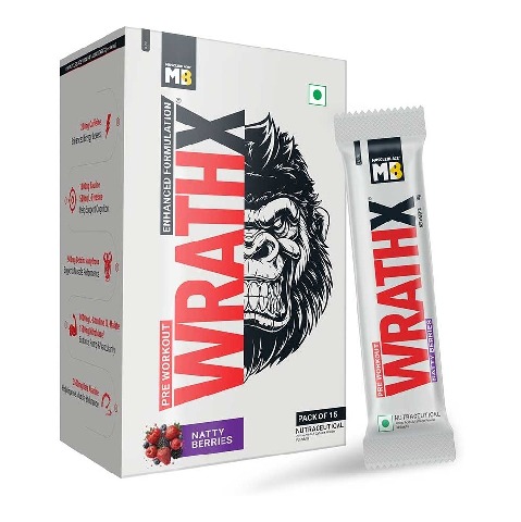 7 - MuscleBlaze Pre Workout WrathX,  0.59 lb  Natty Berries (Pack of 15) 