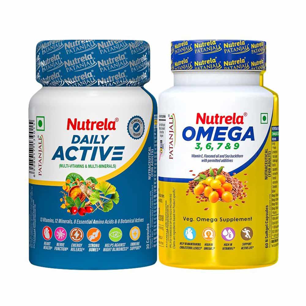 Nutrela Daily Active Multivitamin 30 capsules & Omega 3 6 7 & 9 Combo, 60 capsules Unflavoured-image-1