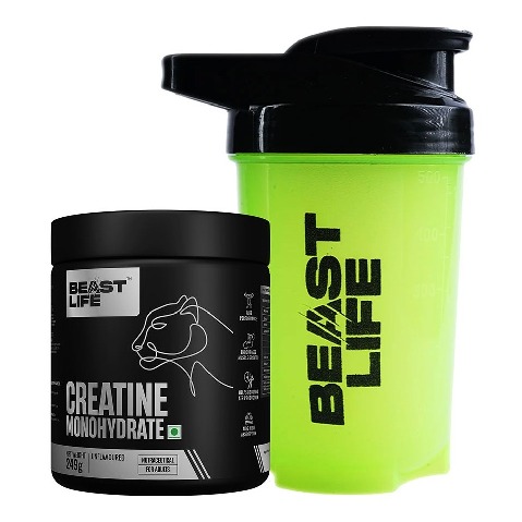 1 - BeastLife Creatine Monohydrate, Unflavoured & Neon Shaker 500ml 0.548 lb