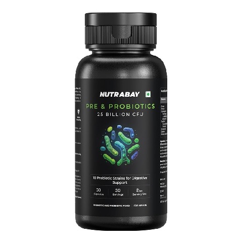 1 - Nutrabay Wellness Pre & Probiotic Digestive Support, 60 capsules (25 Billion CFUs)