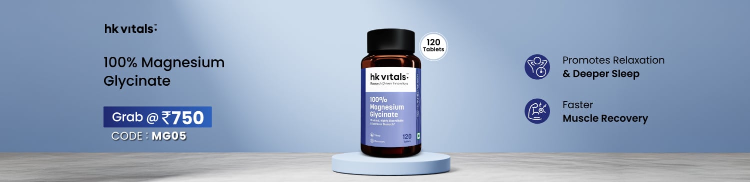 HealthKart HK Vitals 100% Magnesium Glycinate, 120 tablet(s) | Get @ 750 | MG05