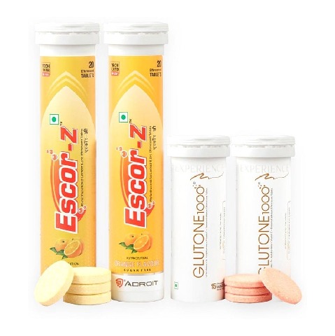 1 - Glutone 1000 & Escor-Z Combo, Unflavoured & Orange 4 Piece(s)/Pack