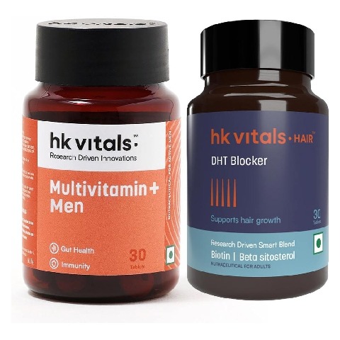 HealthKart HK Vitals Multivitamin Plus Men & DHT Blocker with Biotin 30 Tabs Combo