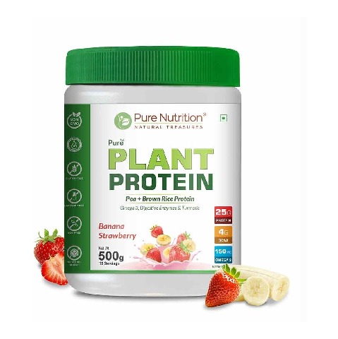 1 - Pure Nutrition Pure Plant Protein, 1.1 lb Banana Strawberry