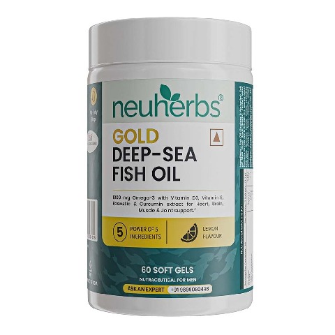 1 - Neuherbs Gold Deep Sea 6X Omega 3 Fish Oil Lemon Flavour, 60 softgels