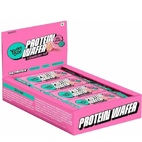 1 - Yogabar Protein Wafer (10g Protein), 10 bar(s) Strawberry Pop