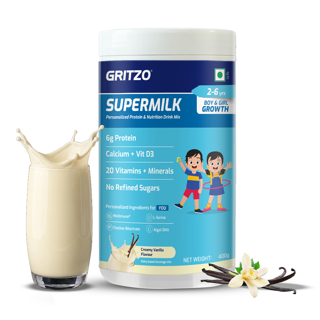 1 - Supermilk Overall Growth for Boy/Girl 2 to 6 yrs, 400 g Creamy Vanilla 2-6 Yrs Boy/Girl Overall Growth With Unrefined Sugar